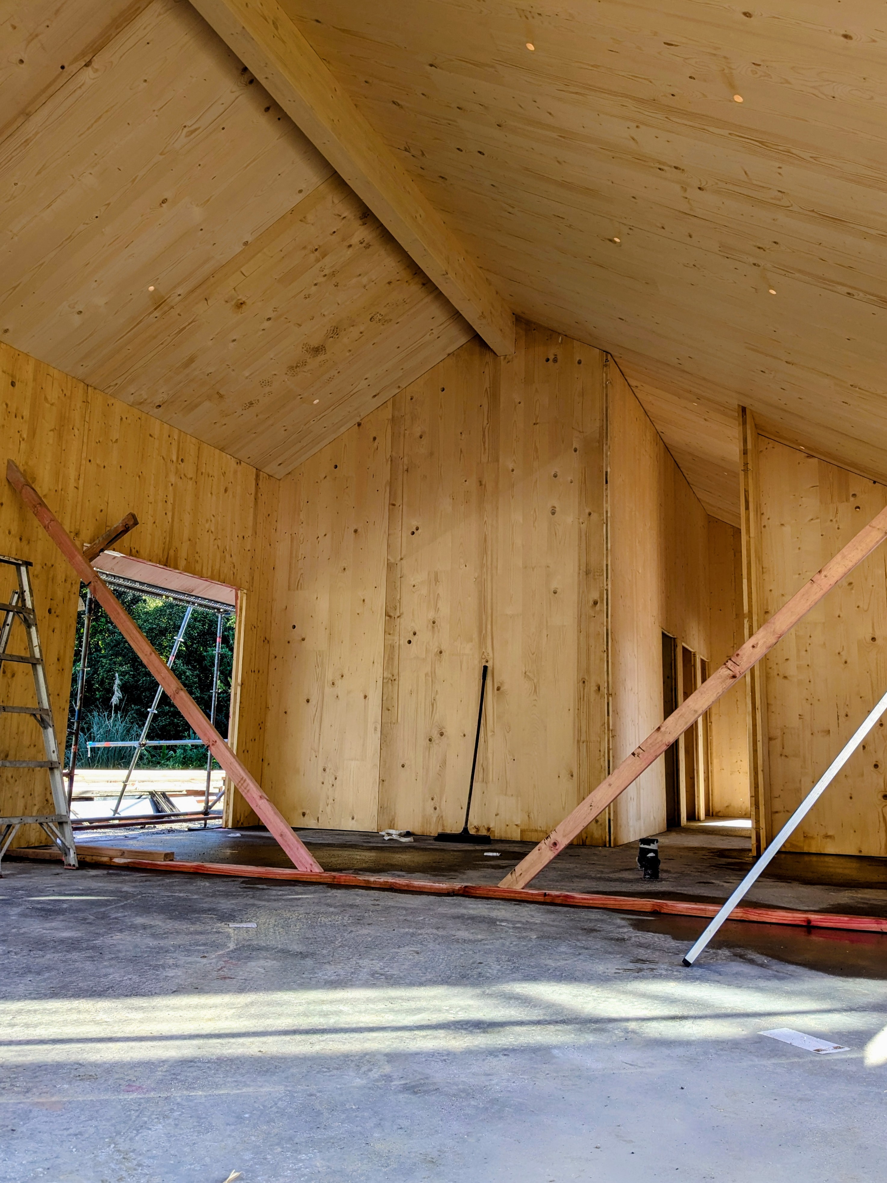 CLT interior of a single-storey engineered timber home